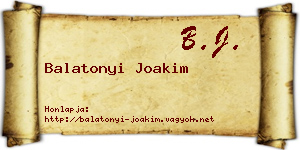 Balatonyi Joakim névjegykártya